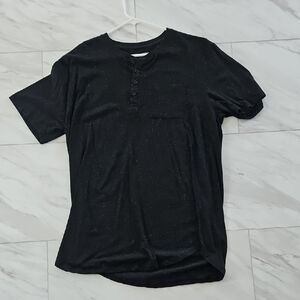 Carbon Black Speckled Henley Tee